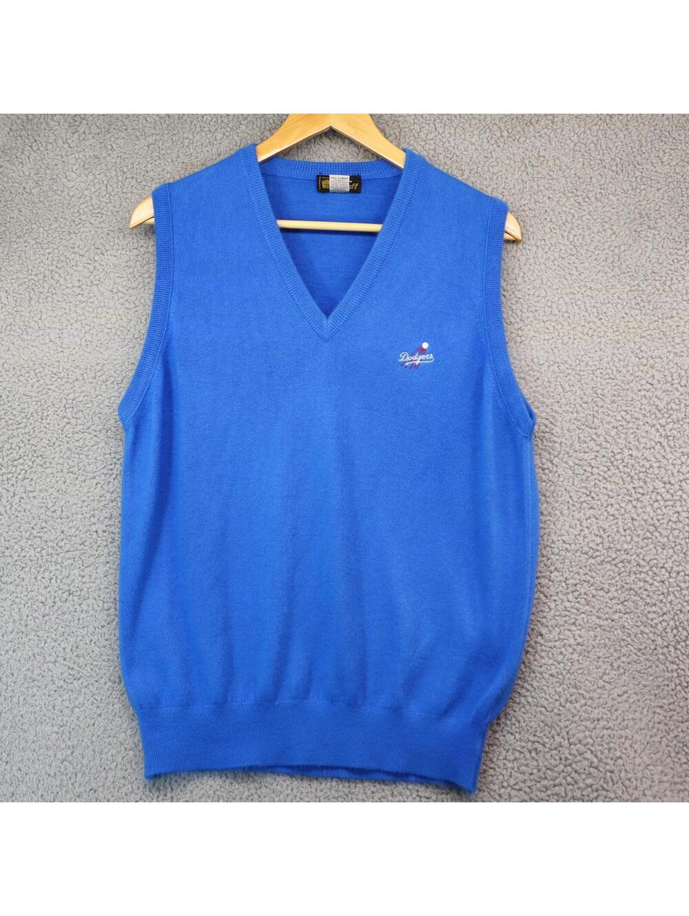 Dodgers Vtg Vest Golf Medium Blue Knit V-Neck Preppy Wilson